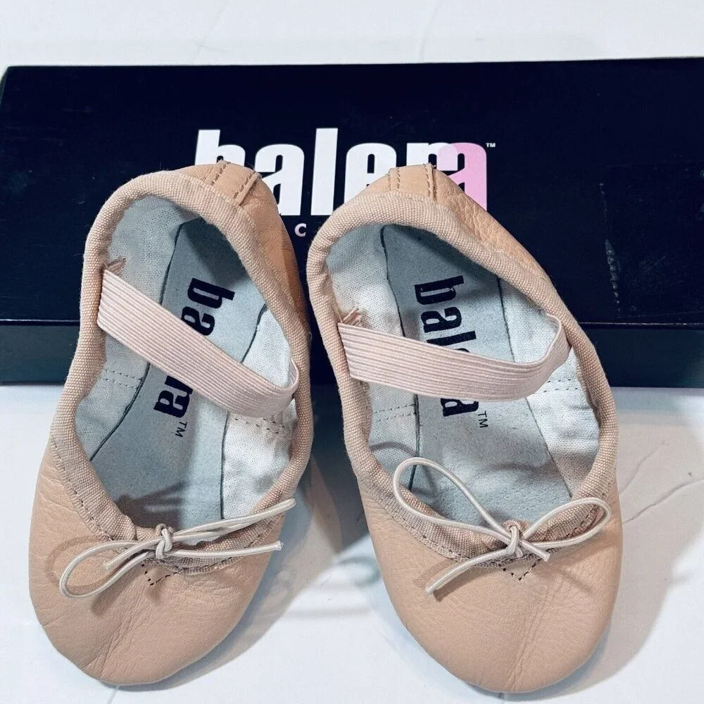 BALERA Leather Full-Sole Ballet Shoe Girls Size 7CM Pink Style B40 Dance Lyrical